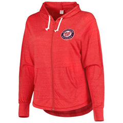Washington Nationals Soft as a Grape Women's Plus Size Full-Zip Lightweight Hoodie Top - MLB Hoodies