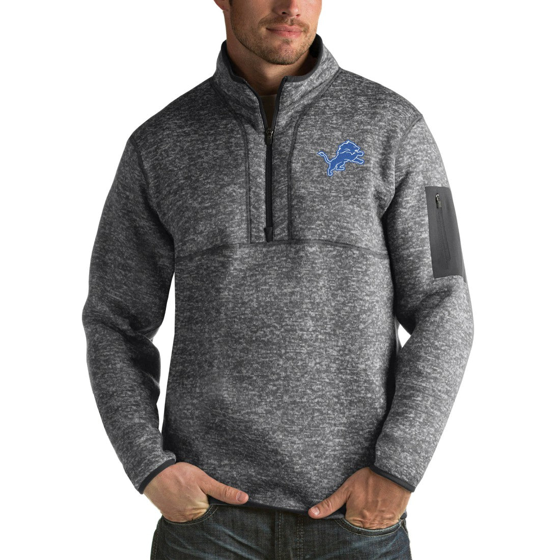 Detroit Lions Antigua Fortune Big & Tall Quarter-Zip Pullover Jacket | NFL Sale