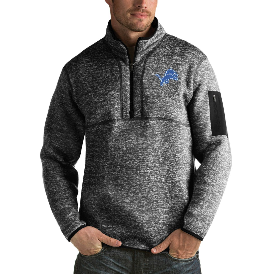 Detroit Lions Antigua Fortune Big & Tall Quarter-Zip Pullover Jacket | NFL On sale