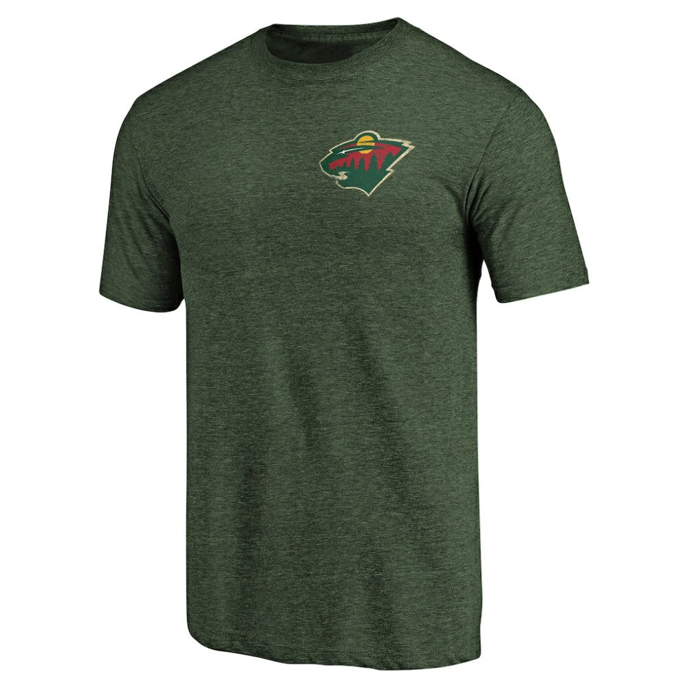 Minnesota Wild Primary Logo Left Chest Distressed Tri-Blend T-Shirt -  NHL T-shirts