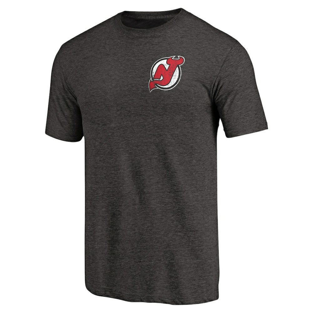 New Jersey Devils Primary Logo Left Chest Distressed Tri-Blend T-Shirt -  NHL T-shirts