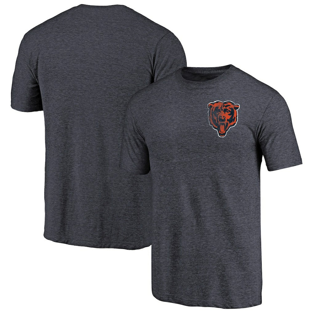 Chicago Bears Primary Logo Left Chest Distressed Tri-Blend T-Shirt | NFL Outlet