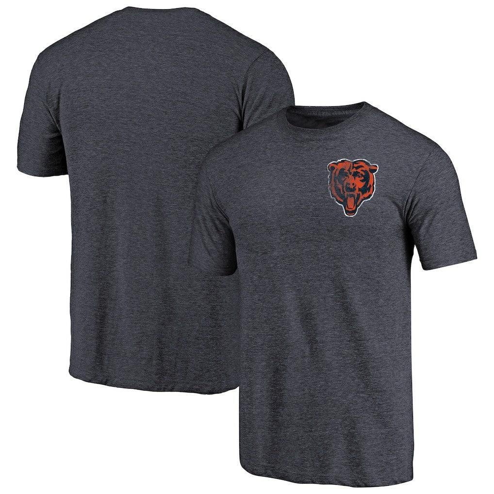 Chicago Bears Primary Logo Left Chest Distressed Tri-Blend T-Shirt | NFL Outlet