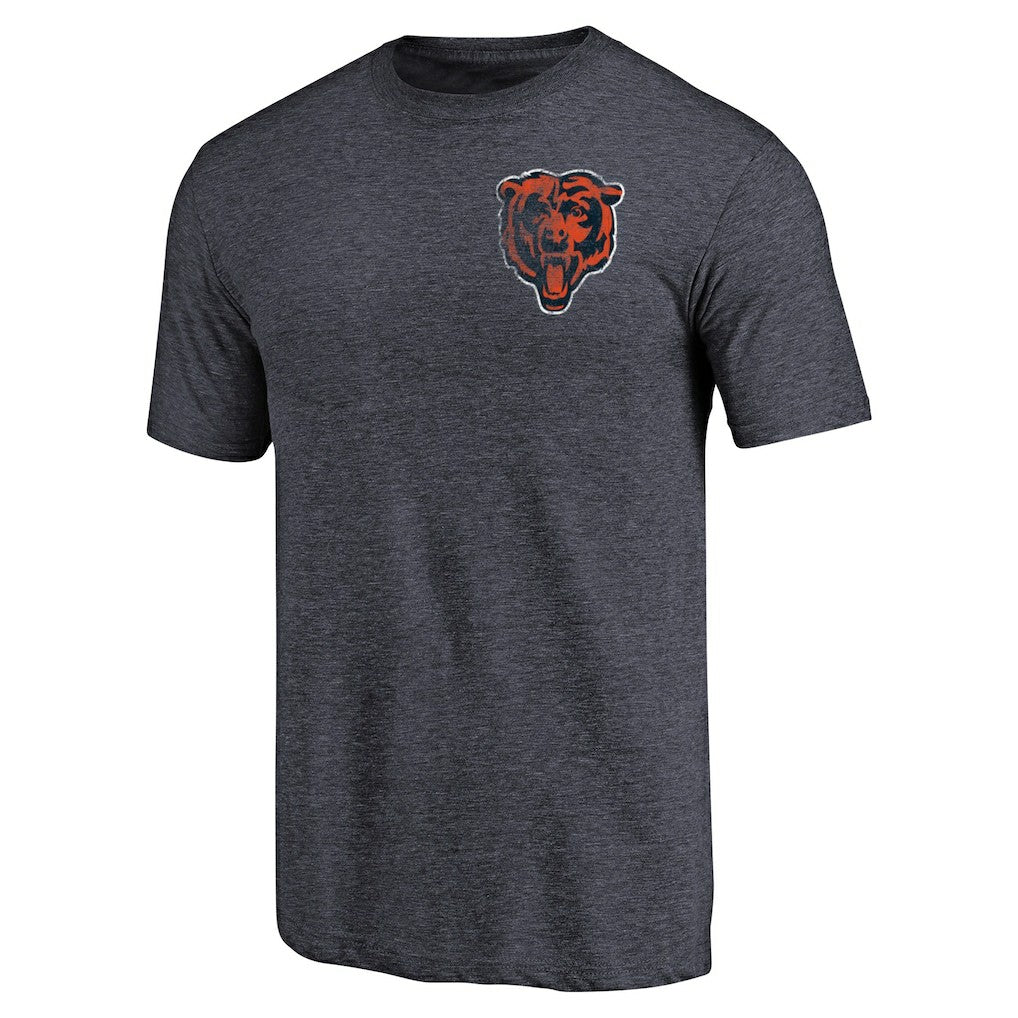 Chicago Bears Primary Logo Left Chest Distressed Tri-Blend T-Shirt | NFL Outlet