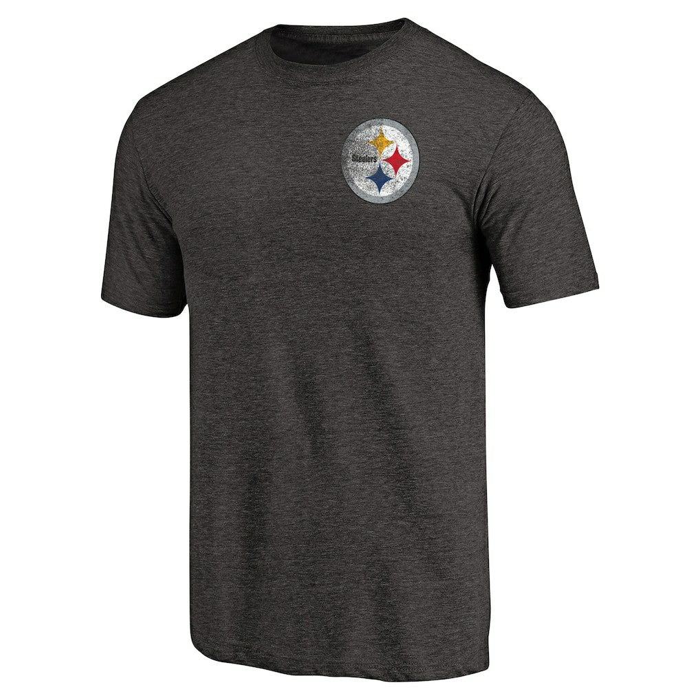 Pittsburgh Steelers Primary Logo Left Chest Distressed Tri-Blend T-Shirt | NFL Discount