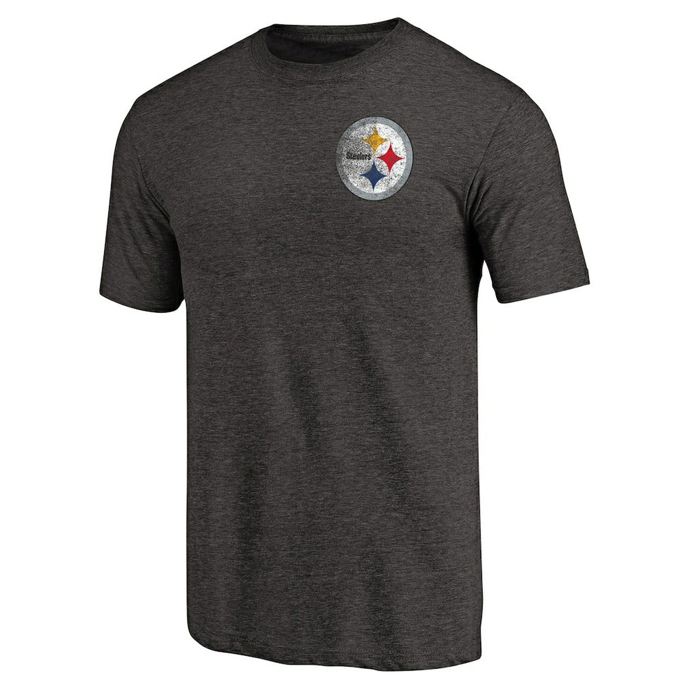 Pittsburgh Steelers Primary Logo Left Chest Distressed Tri-Blend T-Shirt | NFL Discount