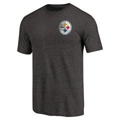Pittsburgh Steelers Primary Logo Left Chest Distressed Tri-Blend T-Shirt | NFL Discount
