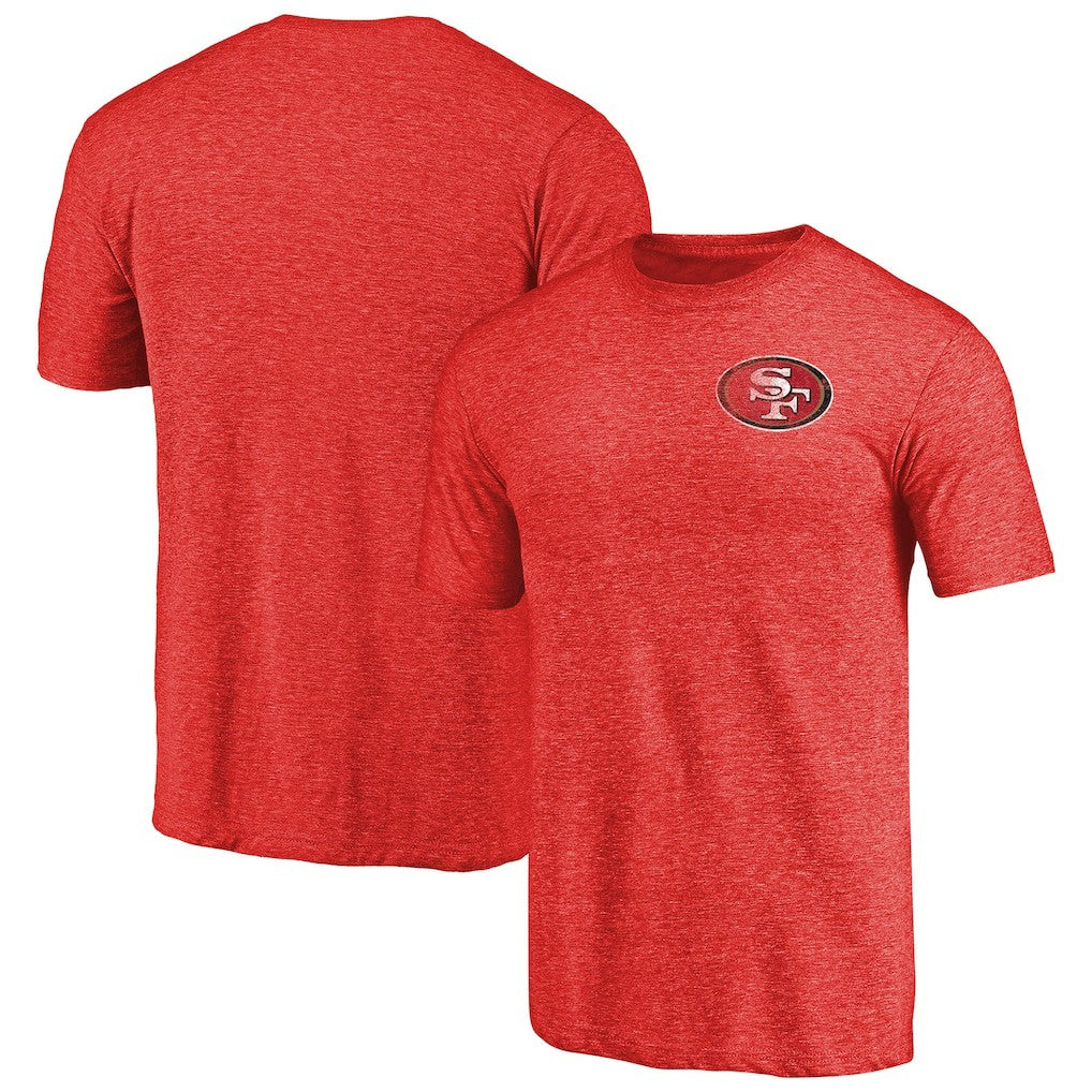 San Francisco 49ers Primary Logo Left Chest Distressed Tri-Blend T-Shirt | NFL Outlet