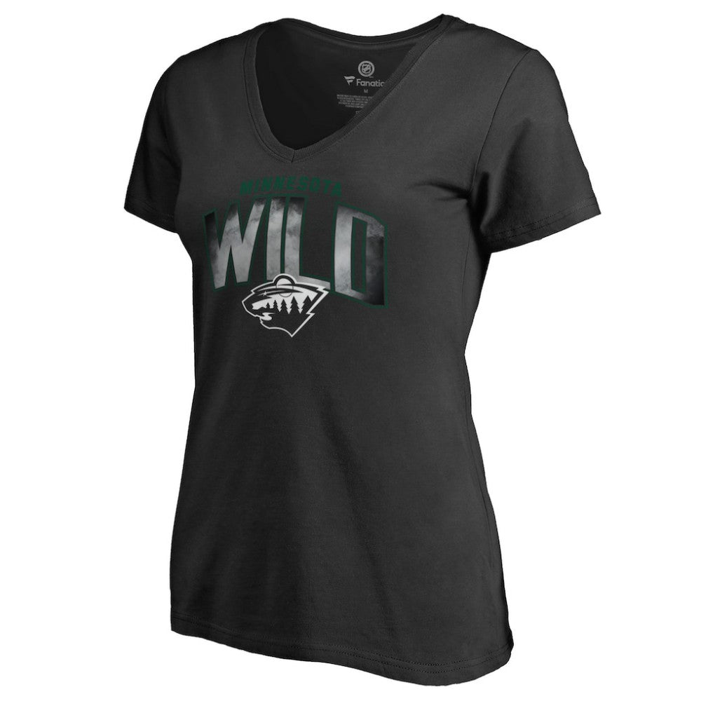 Minnesota Wild Women's Arch Smoke V-Neck T-Shirt -  NHL T-shirts