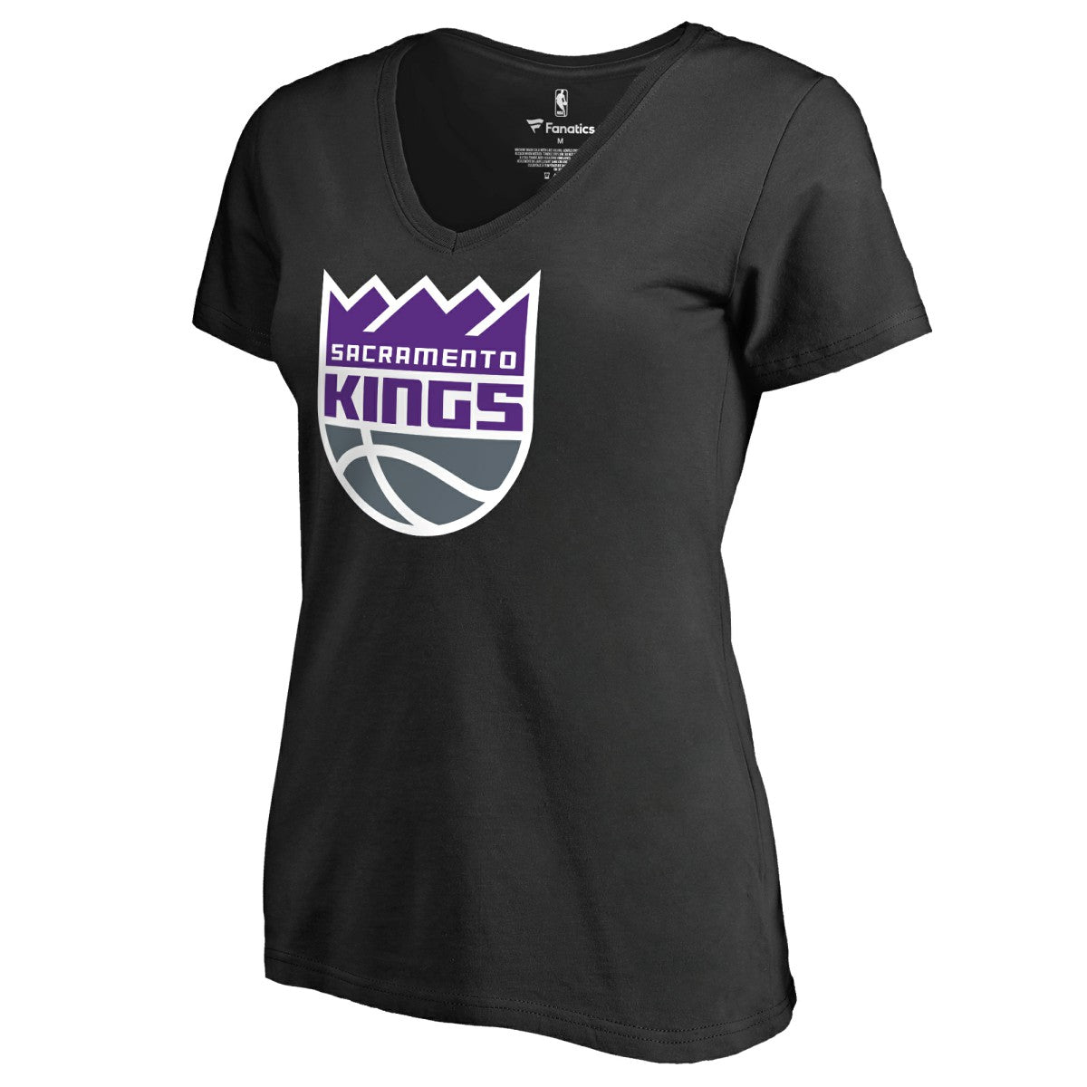 Black Sacramento Kings Women's Primary Logo V-Neck T-Shirt | NBA
