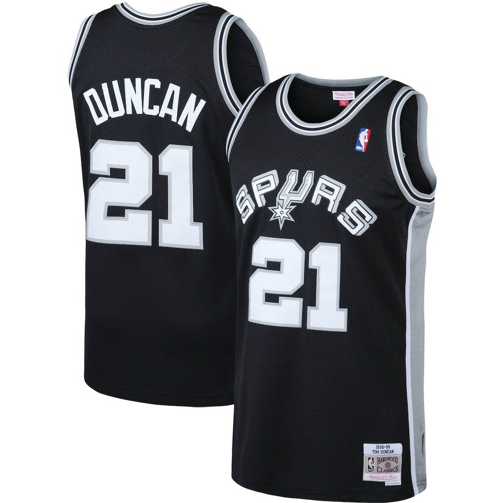 Black Tim Duncan San Antonio Spurs 1998/99 Big & Tall Hardwood Classics Swingman Jersey | NBA