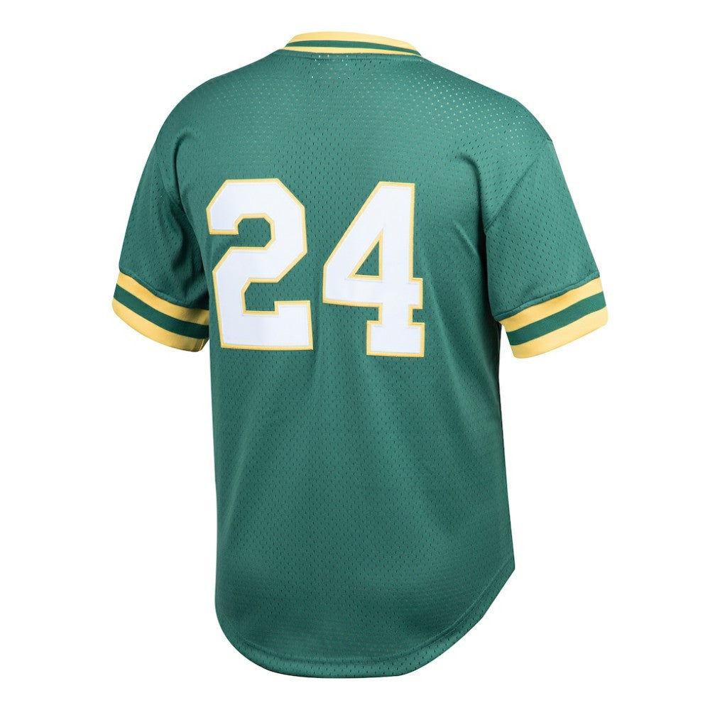 Rickey Henderson Athletics Mitchell & Ness Youth Cooperstown Collection Mesh Batting Practice Jersey - MLB Jerseys