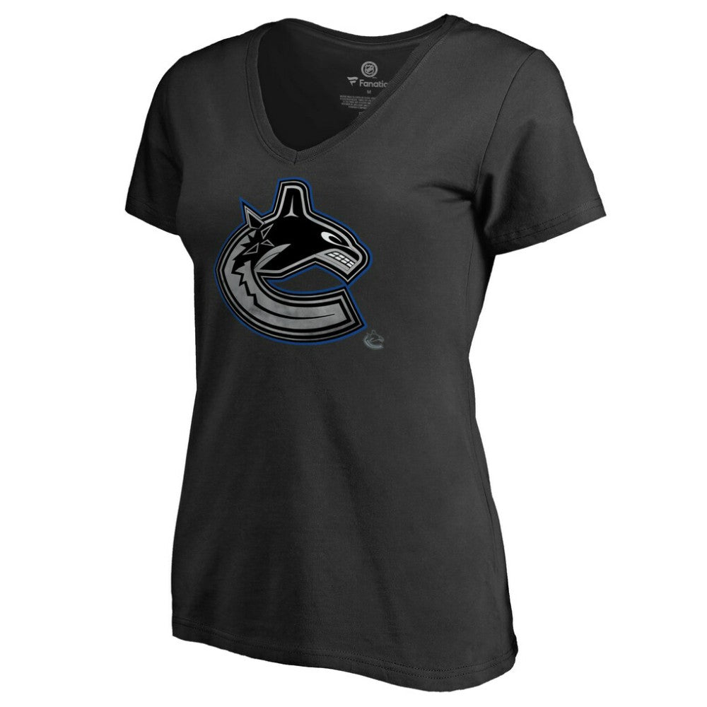 Vancouver Canucks Women's Core Smoke V-Neck T-Shirt -  NHL T-shirts