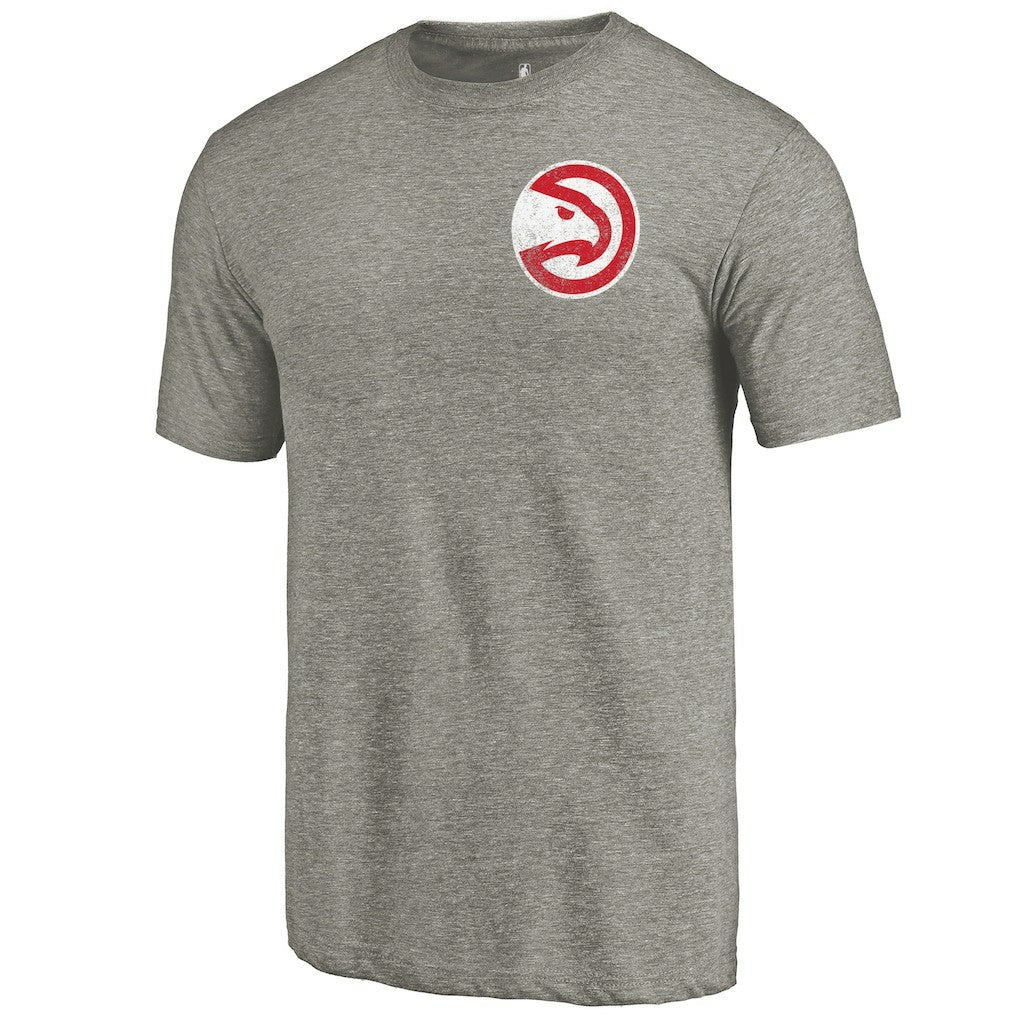 Gray Atlanta Hawks Primary Logo Left Chest Distressed Tri-Blend T-Shirt | NBA