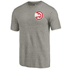 Gray Atlanta Hawks Primary Logo Left Chest Distressed Tri-Blend T-Shirt | NBA
