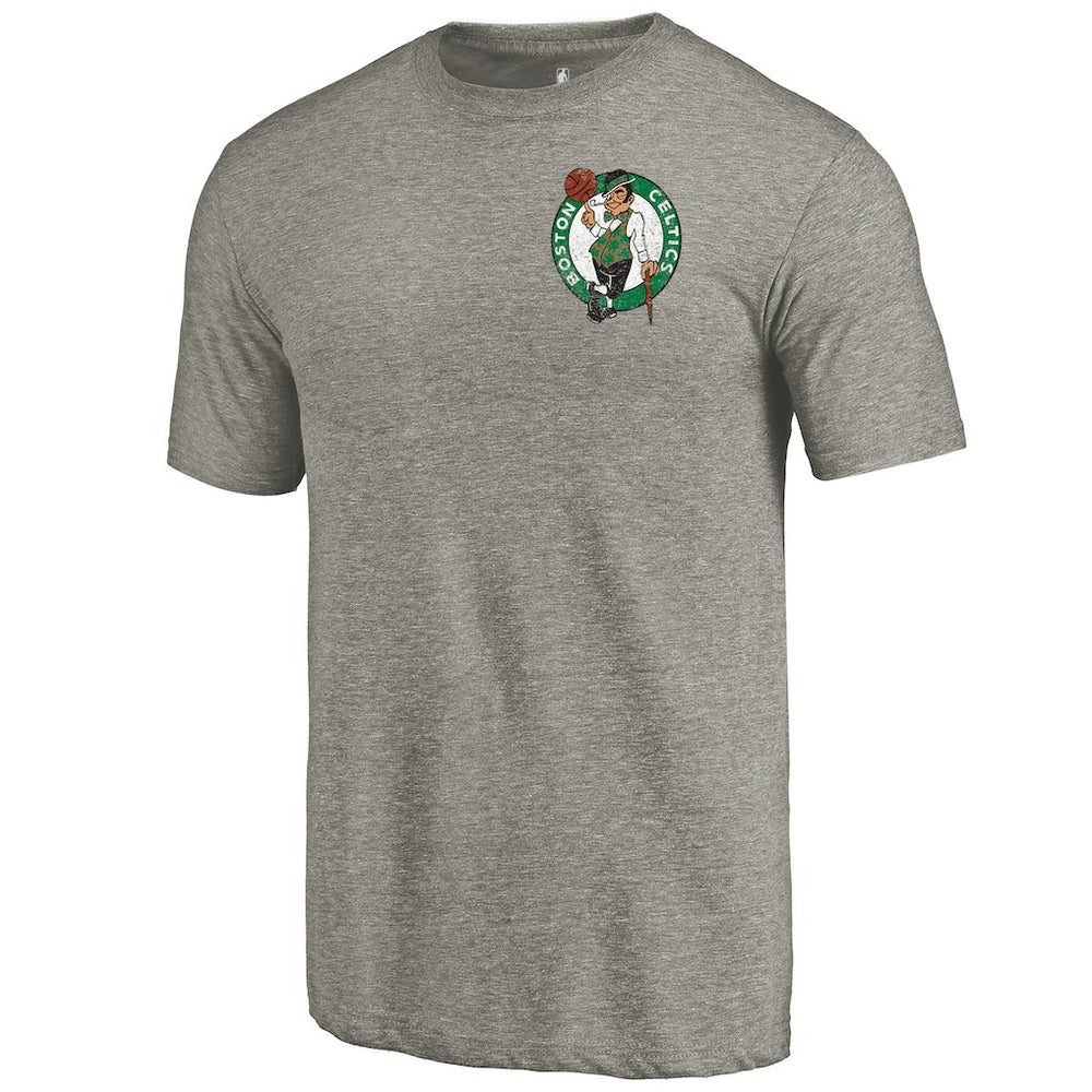 Gray Boston Celtics Primary Logo Left Chest Distressed Tri-Blend T-Shirt | NBA