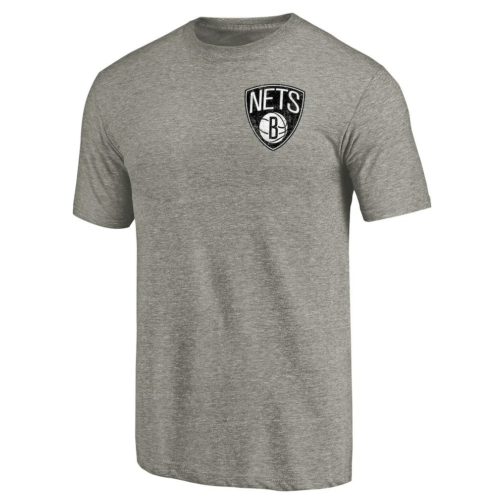 Gray Brooklyn Nets Primary Logo Left Chest Distressed Tri-Blend T-Shirt | NBA