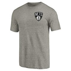 Gray Brooklyn Nets Primary Logo Left Chest Distressed Tri-Blend T-Shirt | NBA