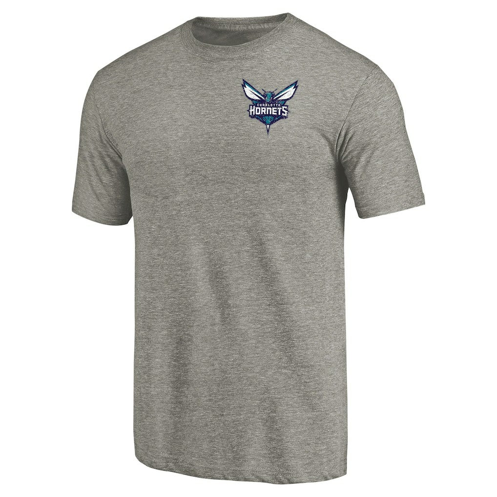 Gray Charlotte Hornets Primary Logo Left Chest Distressed Tri-Blend T-Shirt | NBA