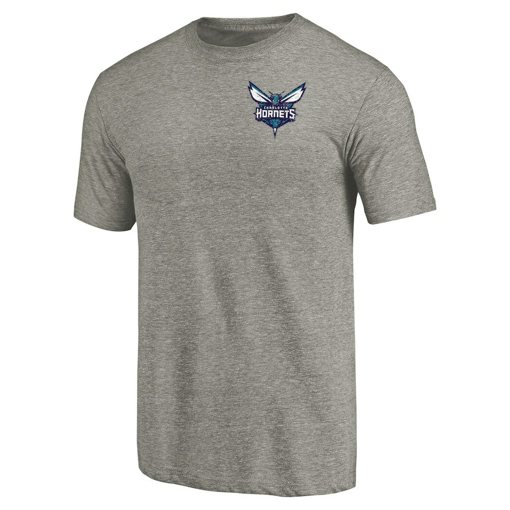 Gray Charlotte Hornets Primary Logo Left Chest Distressed Tri-Blend T-Shirt | NBA