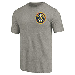Gray Denver Nuggets Primary Logo Left Chest Distressed Tri-Blend T-Shirt sale | NBA