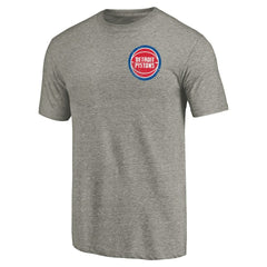 Gray Detroit Pistons Primary Logo Left Chest Distressed Tri-Blend T-Shirt sale | NBA