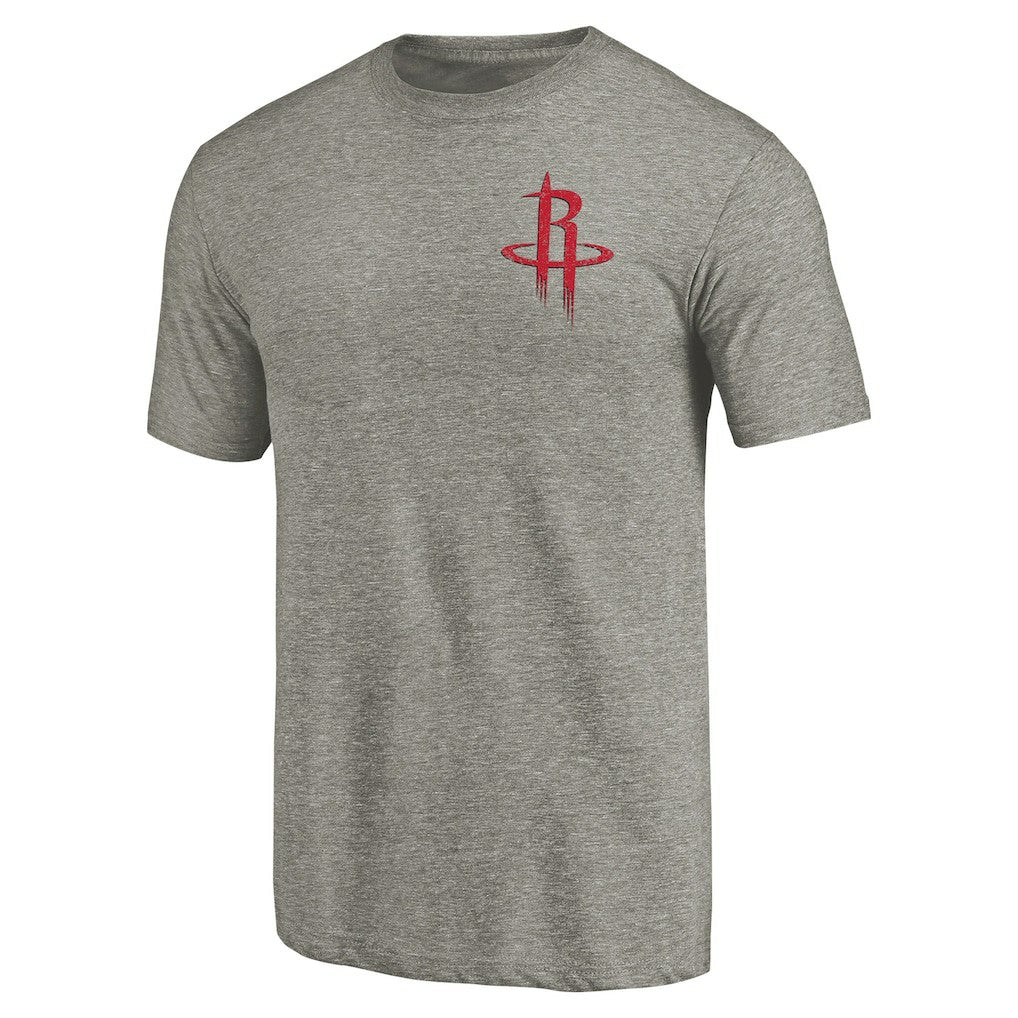 Gray Houston Rockets Primary Logo Left Chest Distressed Tri-Blend T-Shirt | NBA