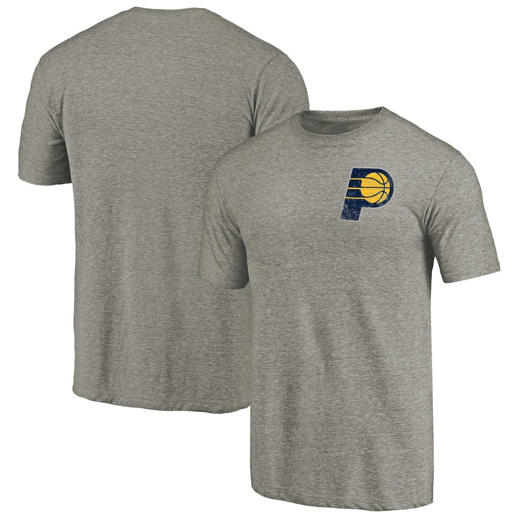 Gray Indiana Pacers Primary Logo Left Chest Distressed Tri-Blend T-Shirt | NBA