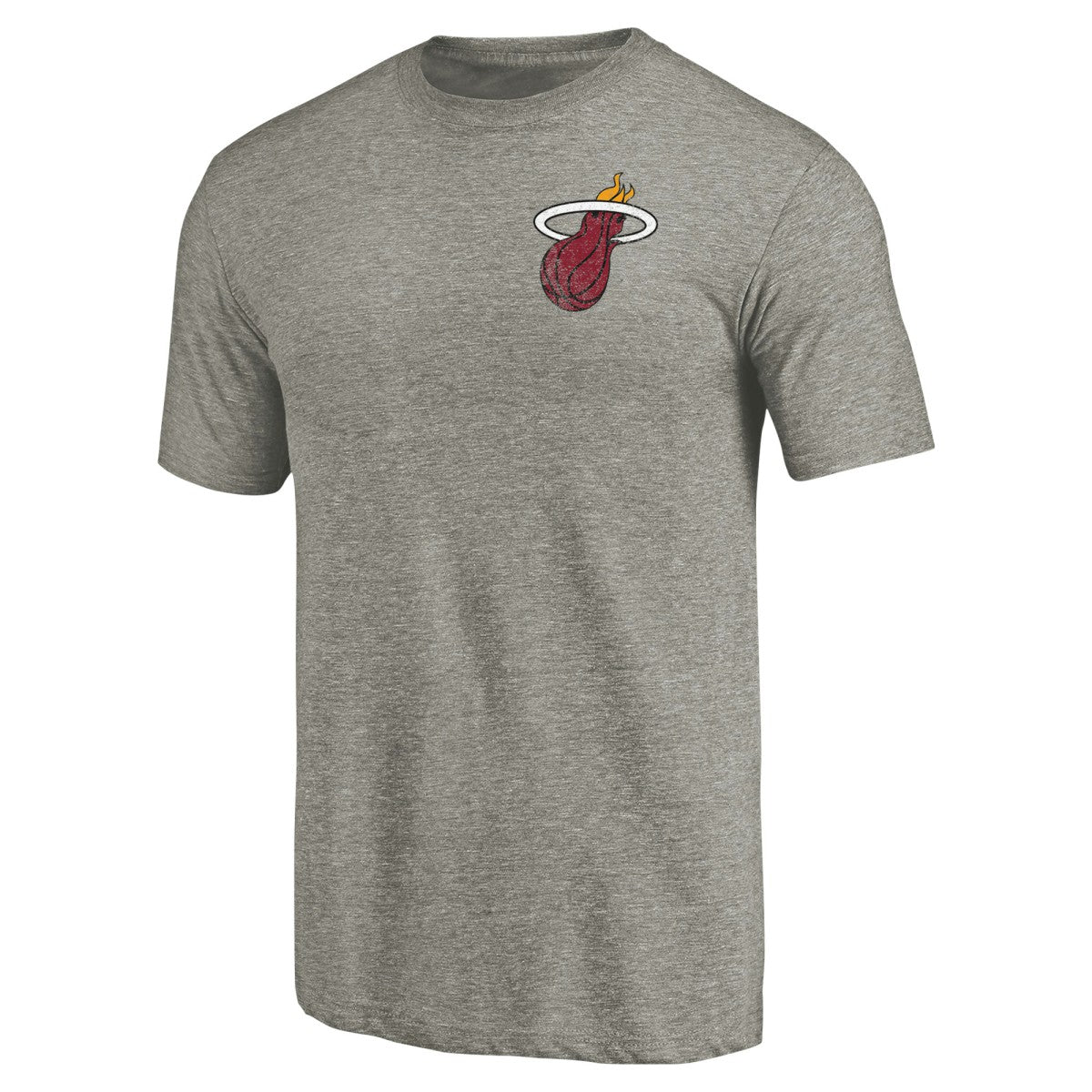 Gray Miami Heat Primary Logo Left Chest Distressed Tri-Blend T-Shirt | NBA