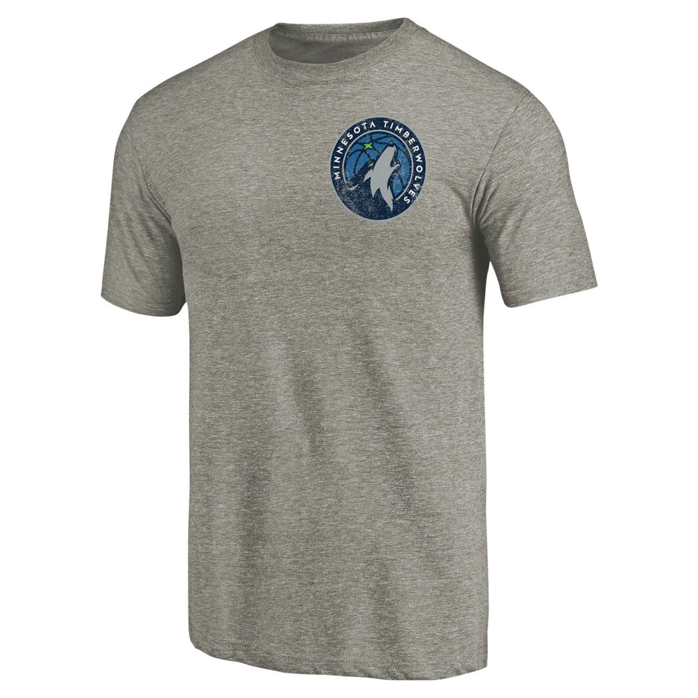 Gray Minnesota Timberwolves Primary Logo Left Chest Distressed Tri-Blend T-Shirt | NBA