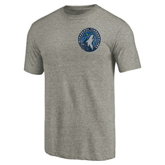 Gray Minnesota Timberwolves Primary Logo Left Chest Distressed Tri-Blend T-Shirt | NBA