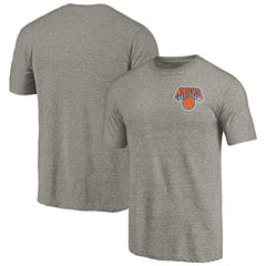 Gray New York Knicks Primary Logo Left Chest Distressed Tri-Blend T-Shirt | NBA