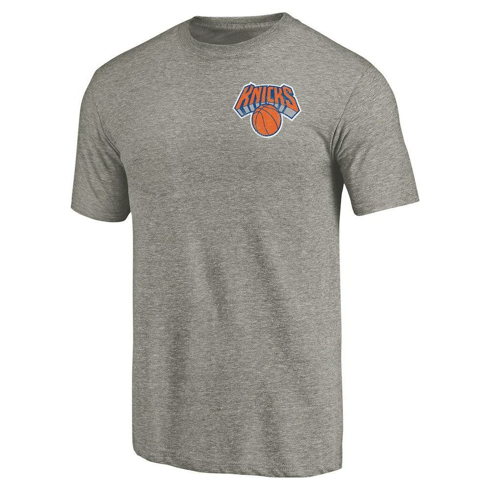 Gray New York Knicks Primary Logo Left Chest Distressed Tri-Blend T-Shirt | NBA