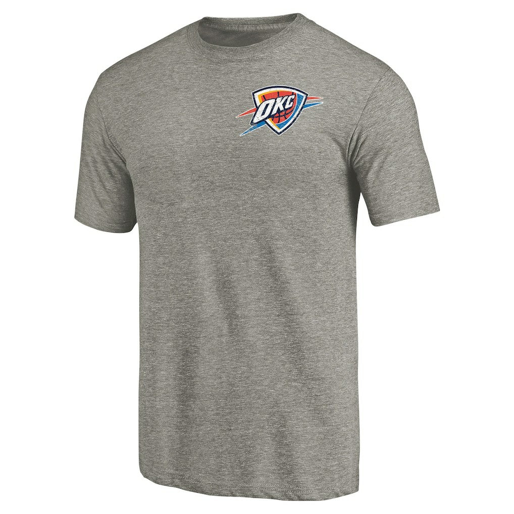 Gray Oklahoma City Thunder Primary Logo Left Chest Distressed Tri-Blend T-Shirt | NBA