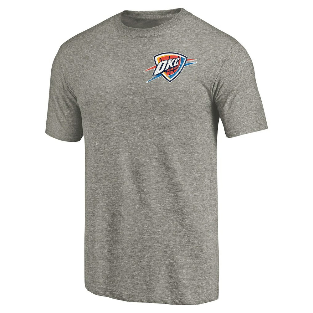 Gray Oklahoma City Thunder Primary Logo Left Chest Distressed Tri-Blend T-Shirt | NBA