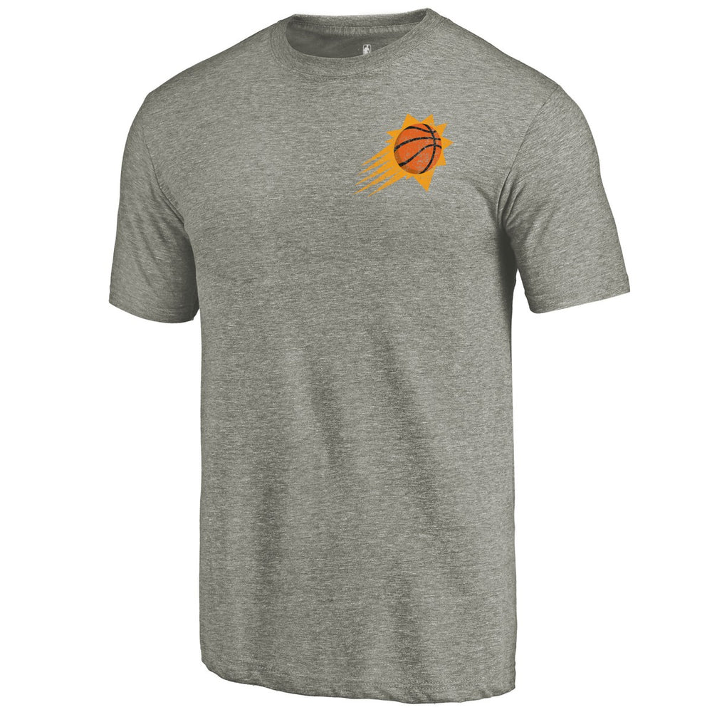 Gray Phoenix Suns Primary Logo Left Chest Distressed Tri-Blend T-Shirt | NBA