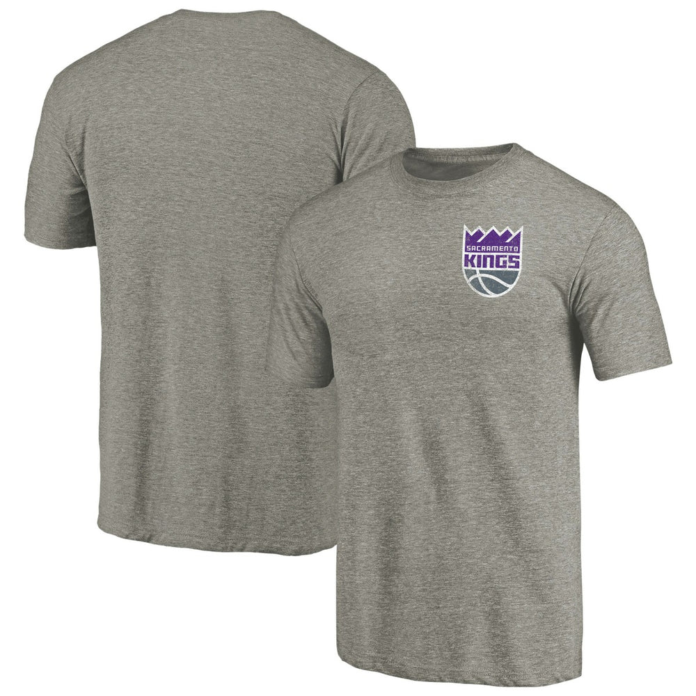Gray Sacramento Kings Primary Logo Left Chest Distressed Tri-Blend T-Shirt | NBA