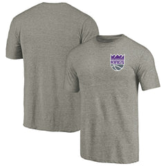 Gray Sacramento Kings Primary Logo Left Chest Distressed Tri-Blend T-Shirt | NBA