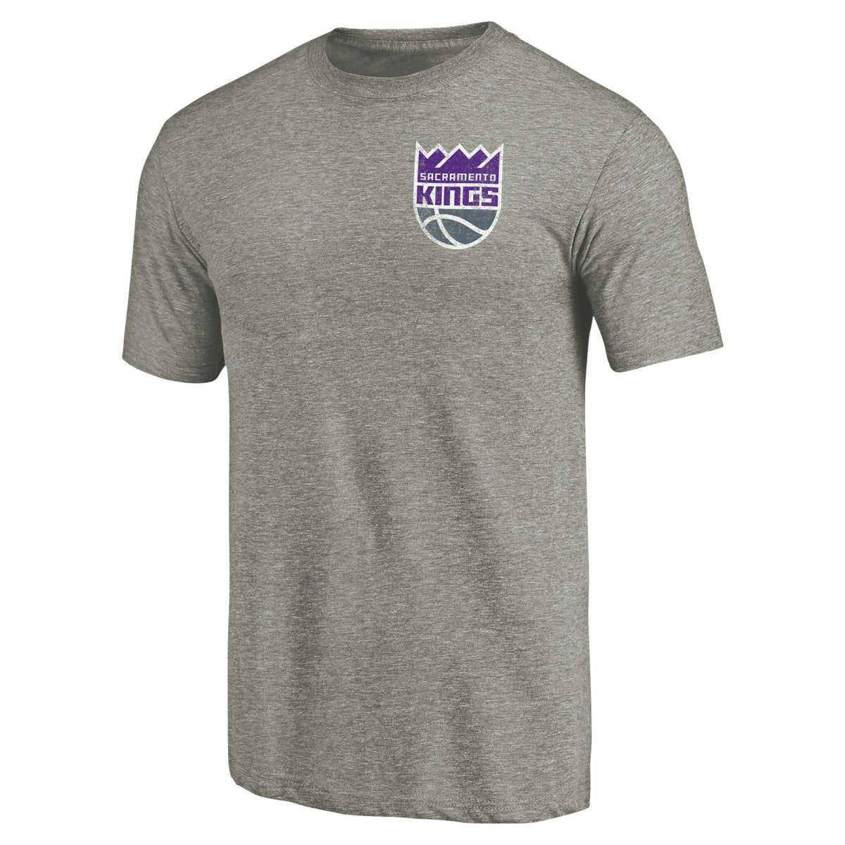 Gray Sacramento Kings Primary Logo Left Chest Distressed Tri-Blend T-Shirt | NBA