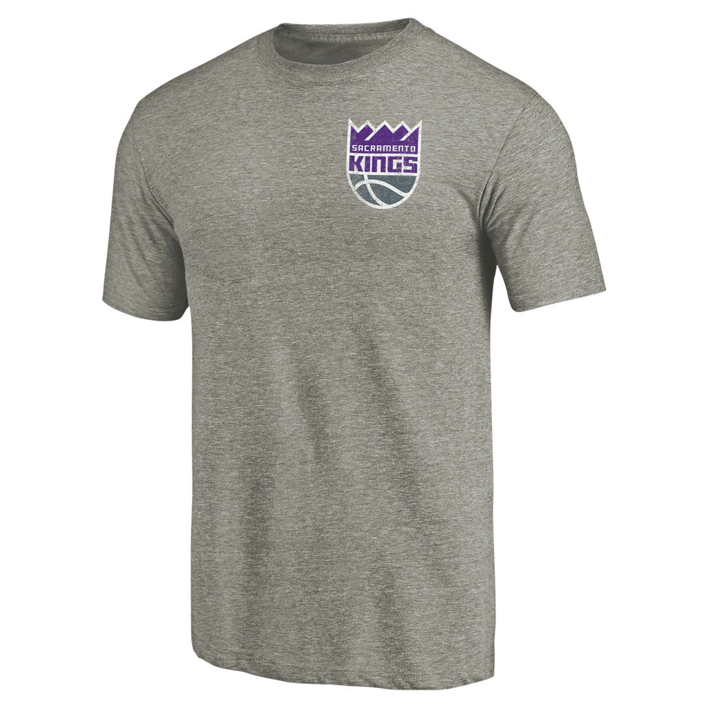 Gray Sacramento Kings Primary Logo Left Chest Distressed Tri-Blend T-Shirt | NBA