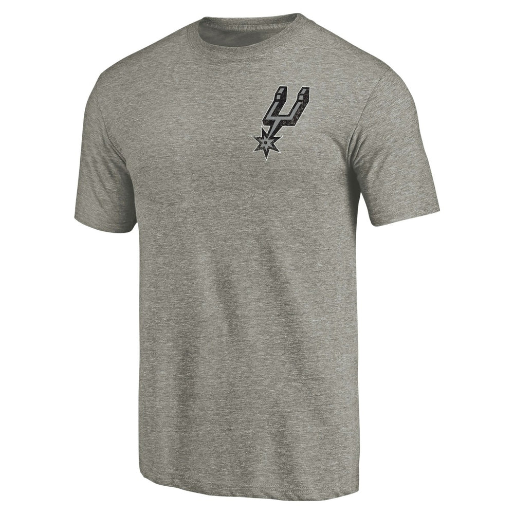 Gray San Antonio Spurs Primary Logo Left Chest Distressed Tri-Blend T-Shirt | NBA
