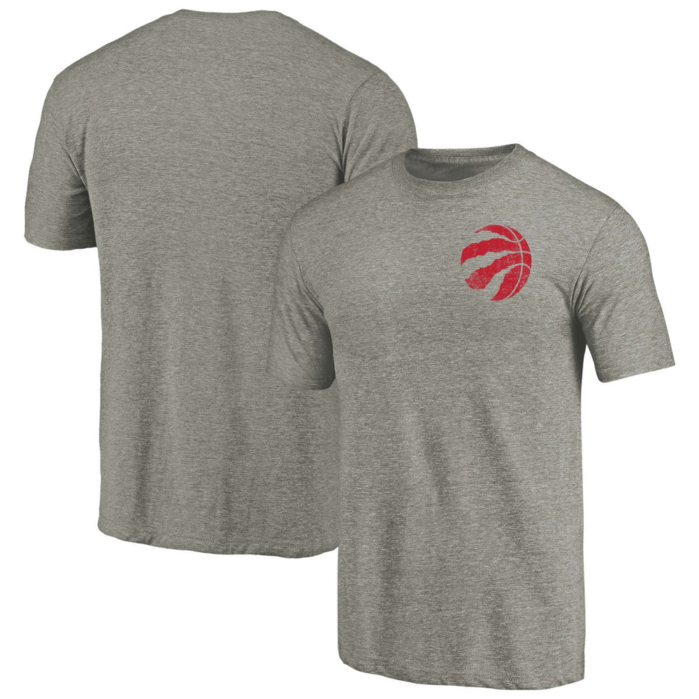 Gray Toronto Raptors Primary Logo Left Chest Distressed Tri-Blend T-Shirt | NBA