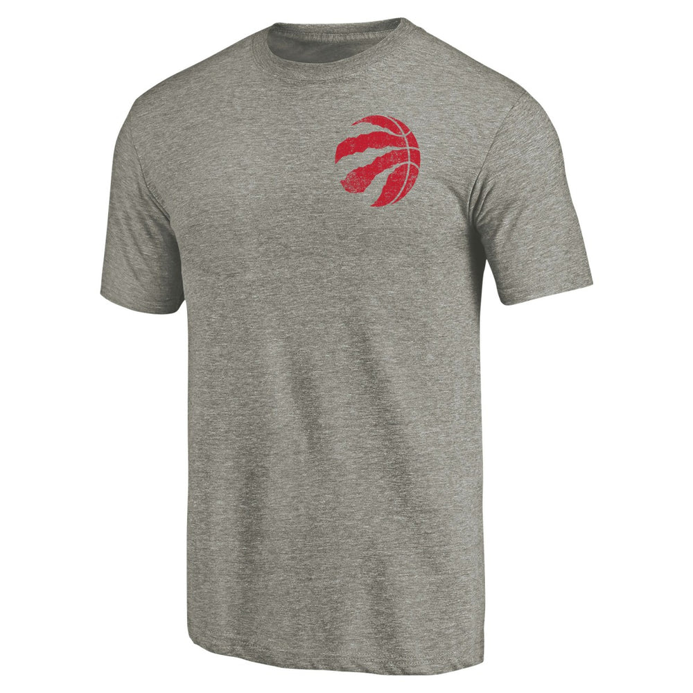 Gray Toronto Raptors Primary Logo Left Chest Distressed Tri-Blend T-Shirt | NBA