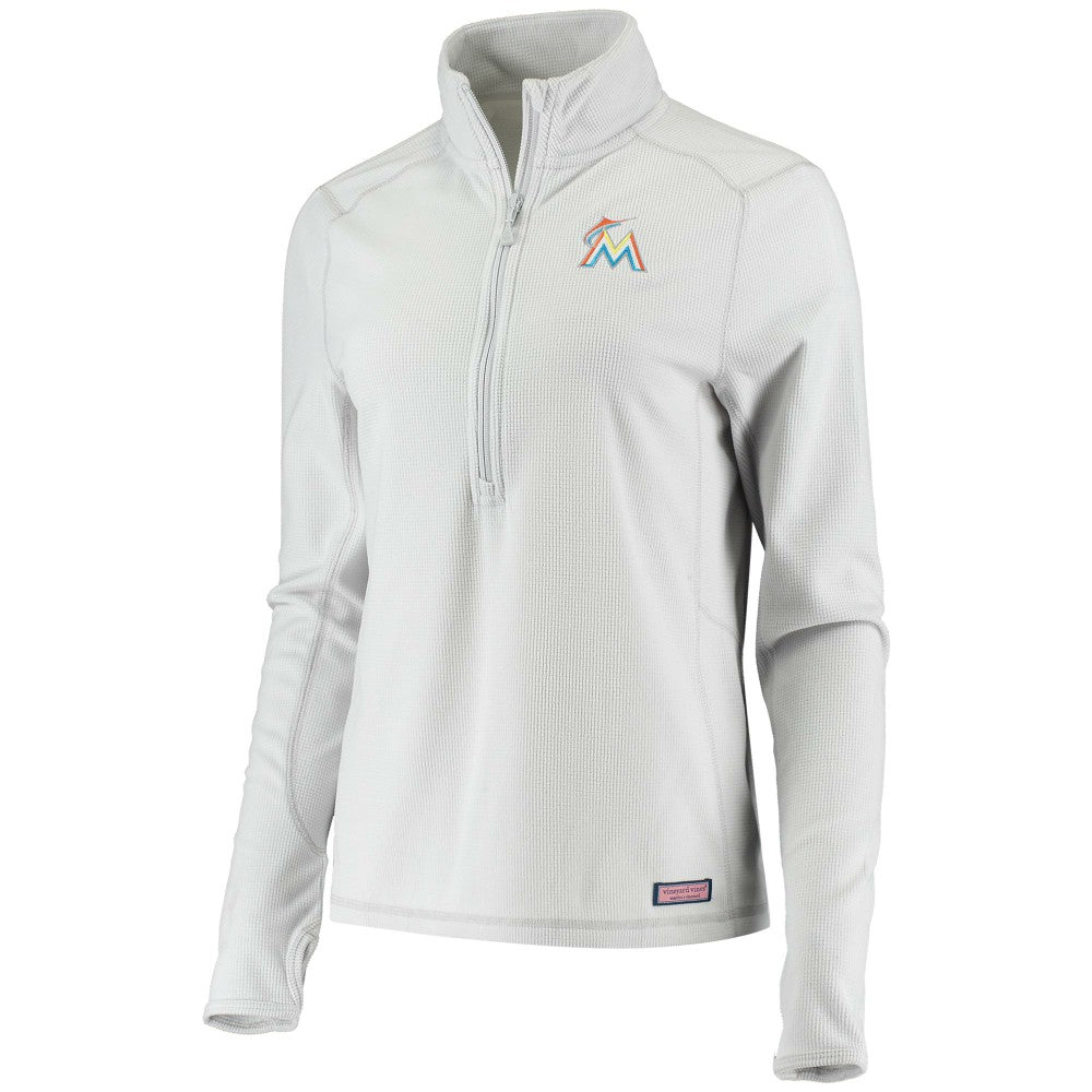 Miami Marlins Vineyard Vines Women's Performance Grid Half-Zip Pullover Top - MLB Pullover