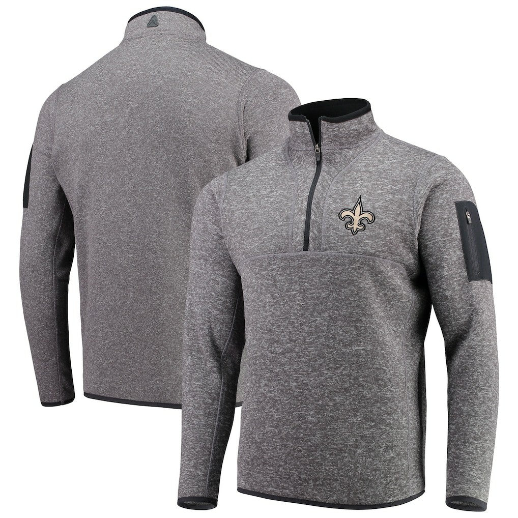 New Orleans Saints Antigua Fortune Quarter-Zip Pullover Jacket | NFL On sale