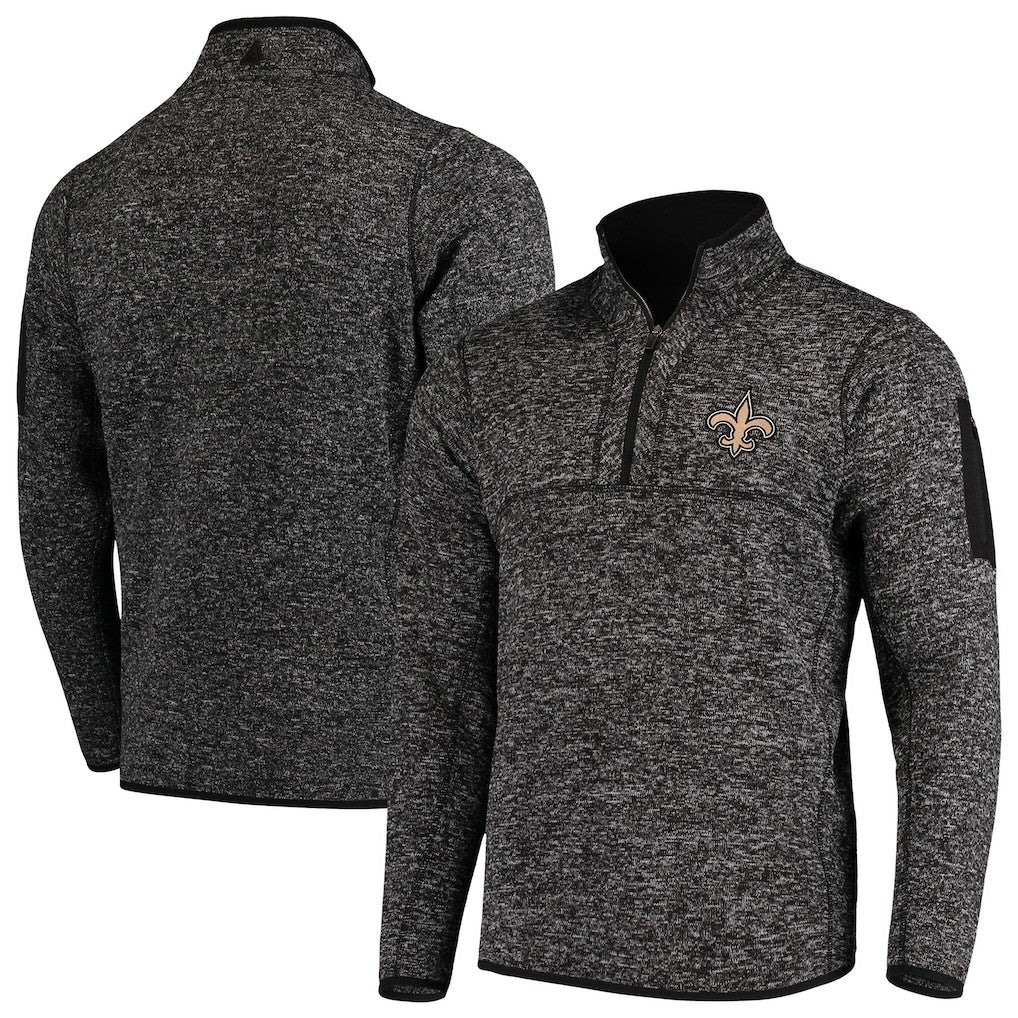 New Orleans Saints Antigua Fortune Quarter-Zip Pullover Jacket | NFL Online