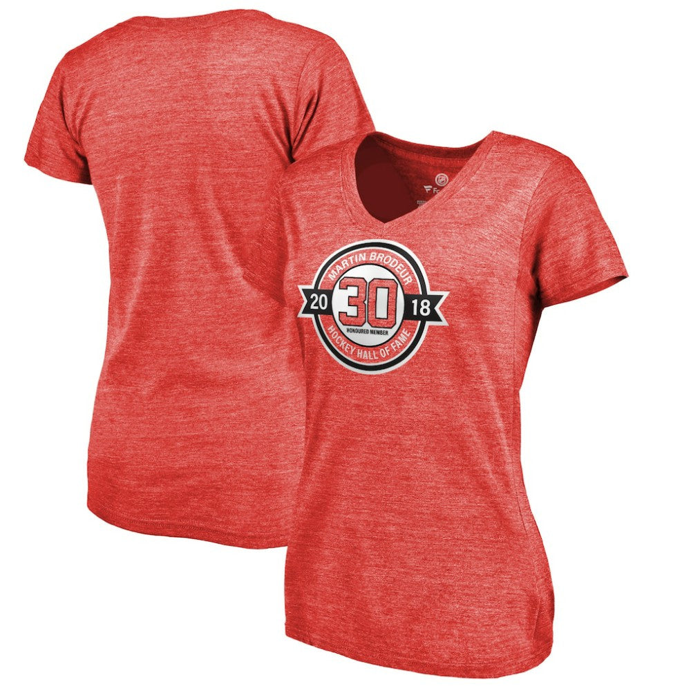Martin Brodeur New Jersey Devils Fanatics Women's Hall of Fame V-Neck Tri-Blend T-Shirt -  NHL T-shirts