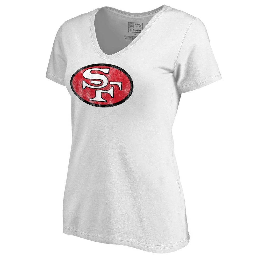 San Francisco 49ers Women's Throwback Logo V-Neck T-Shirt | NFL New