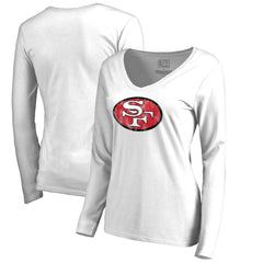 San Francisco 49ers Women's Throwback Logo Long Sleeve V-Neck T-Shirt | NFL Sale