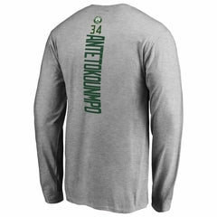 Heathered Gray Giannis Antetokounmpo Milwaukee Bucks Team Backer Name & Number Long Sleeve T-Shirt | NBA